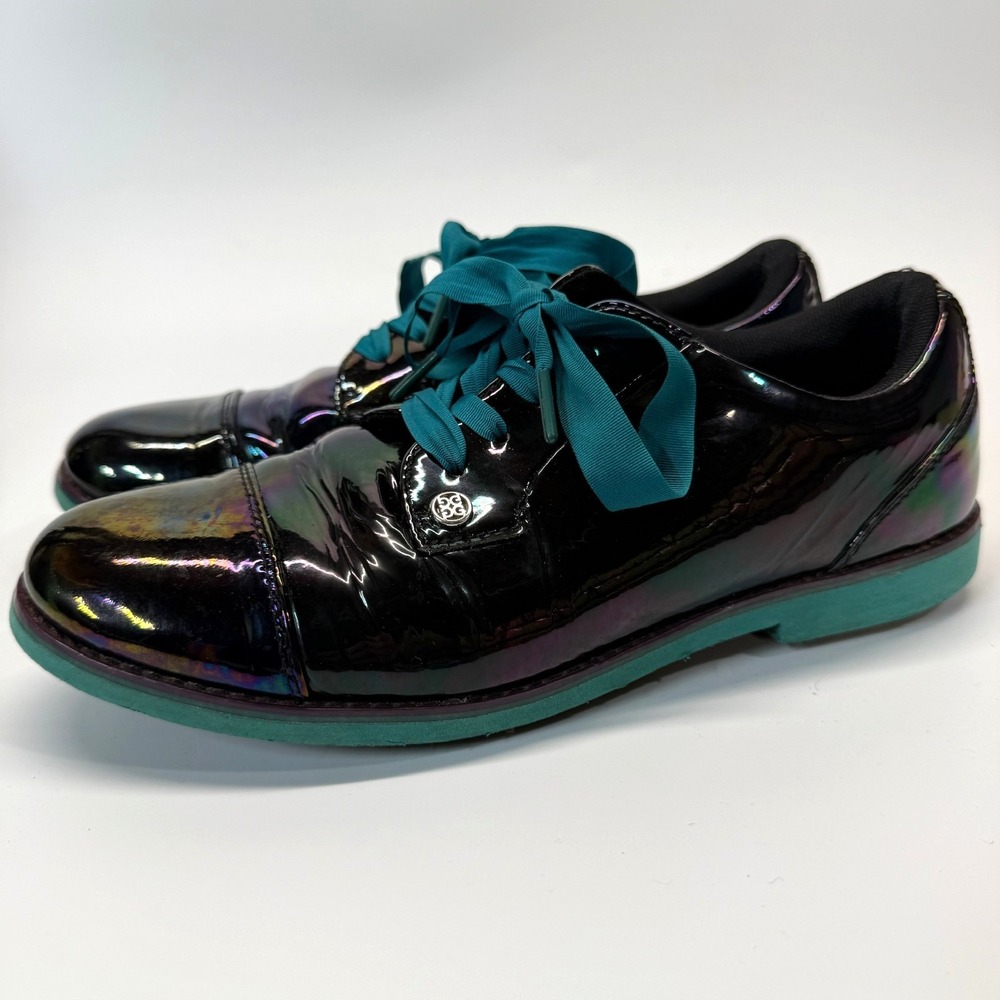 GFore Gallivanter Golf Shoes Patriot Cap Toe Women 7.5 Iridescent Black Teal